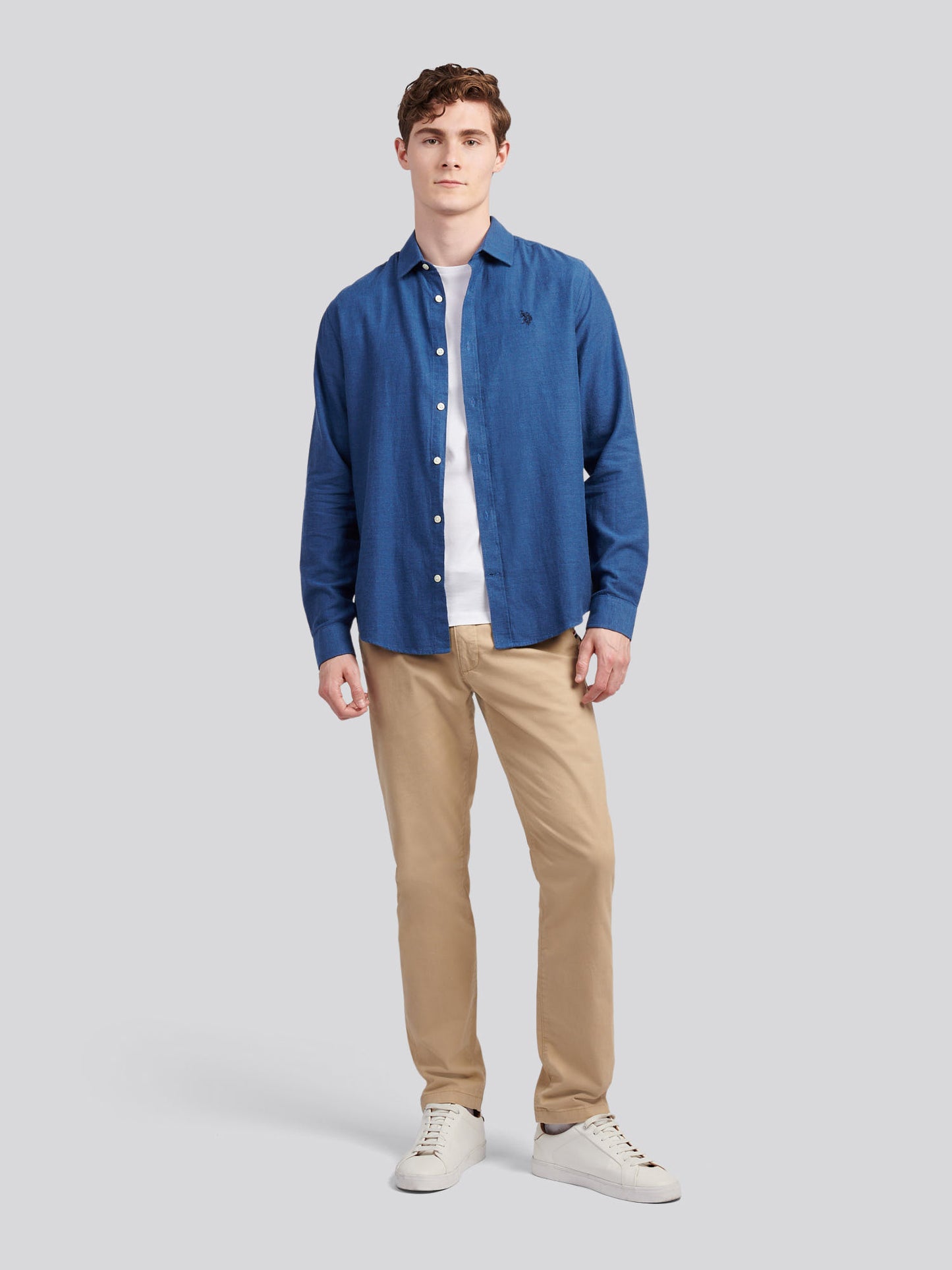 Mens Brushed Dobby Shirt in Dark Sapphire Navy