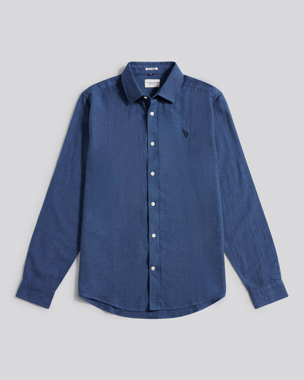 Mens Brushed Dobby Shirt in Dark Sapphire Navy