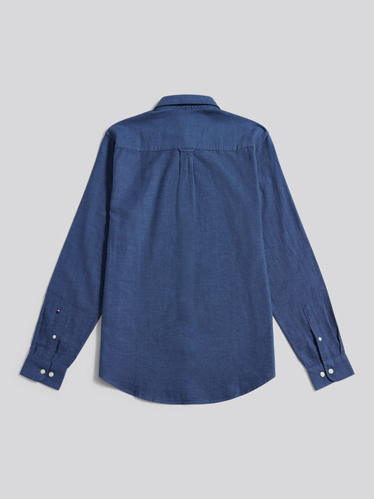 Mens Brushed Dobby Shirt in Dark Sapphire Navy