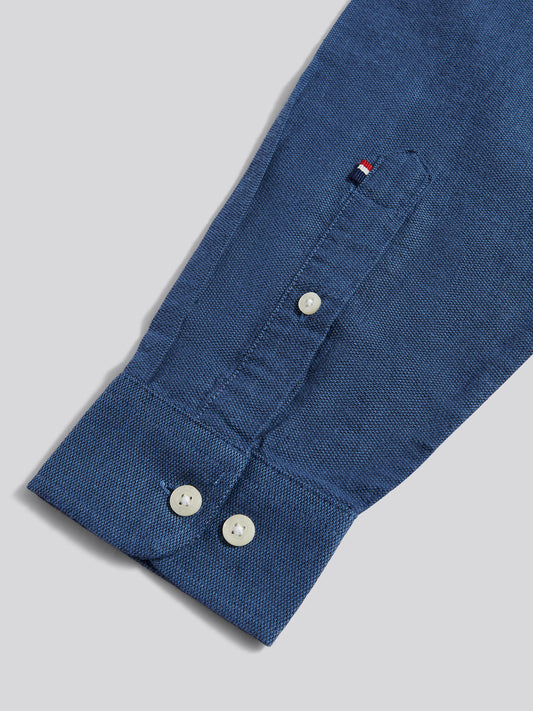 Mens Brushed Dobby Shirt in Dark Sapphire Navy
