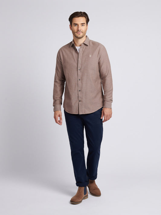Mens Brushed Dobby Shirt in Chocolate Martini