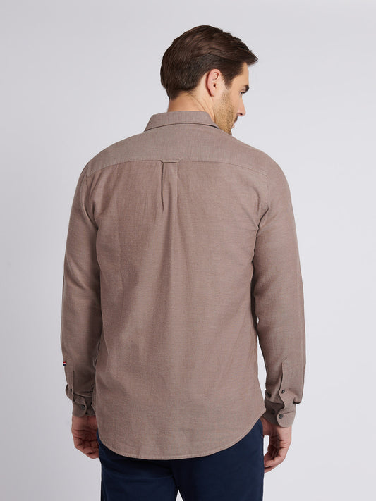 Mens Brushed Dobby Shirt in Chocolate Martini