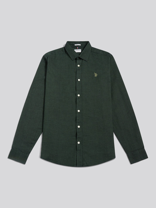 Mens Brushed Dobby Shirt in Pineneedle