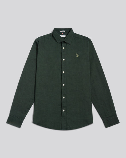Mens Brushed Dobby Shirt in Pineneedle