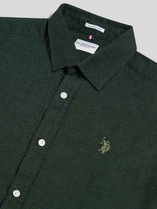 Mens Brushed Dobby Shirt in Pineneedle