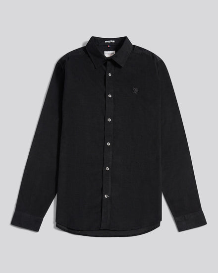 Mens Textured Corduroy Shirt in Black