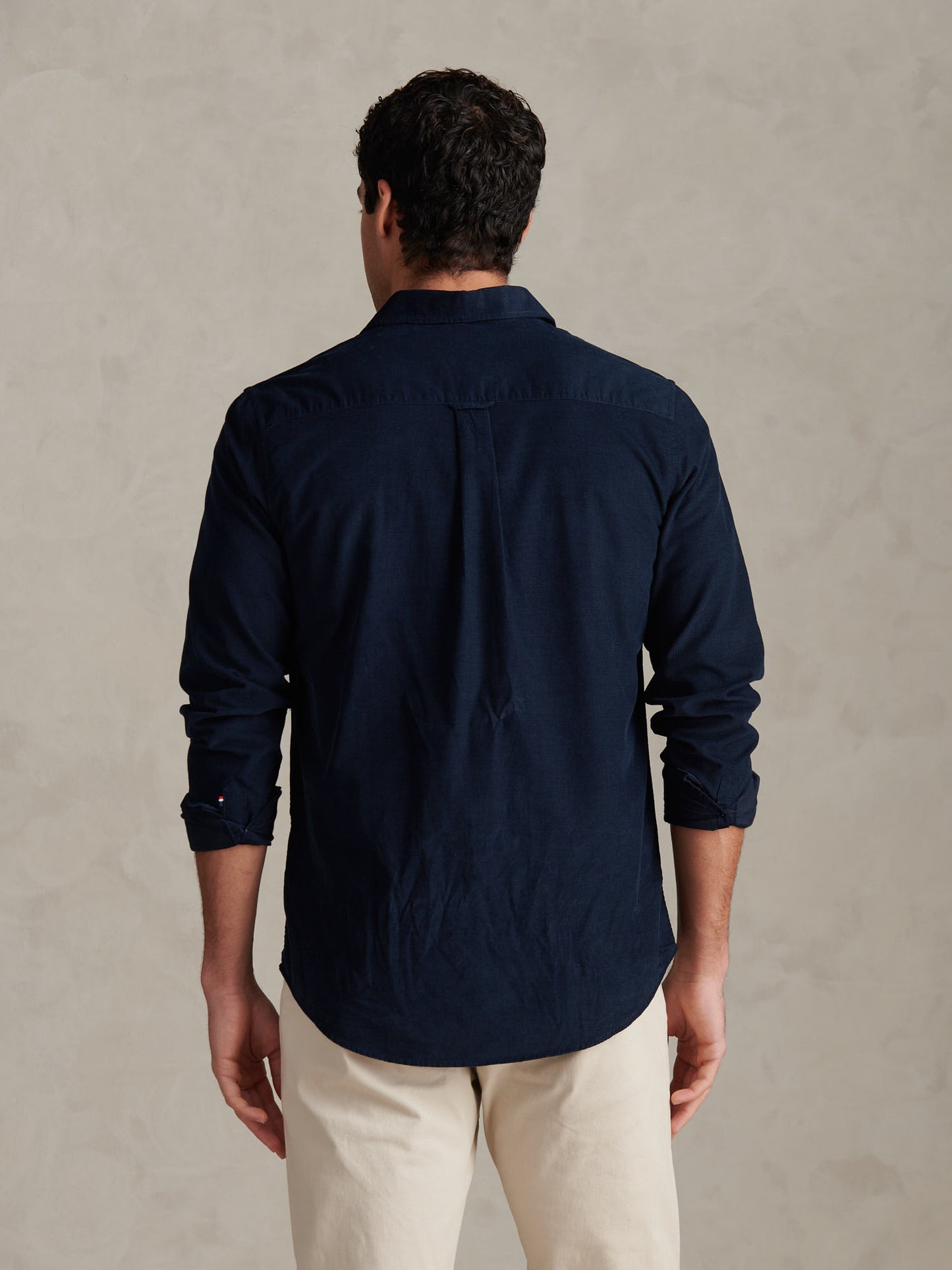 Mens Textured Corduroy Shirt in Dark Sapphire Navy / Moonlight Blue DHM