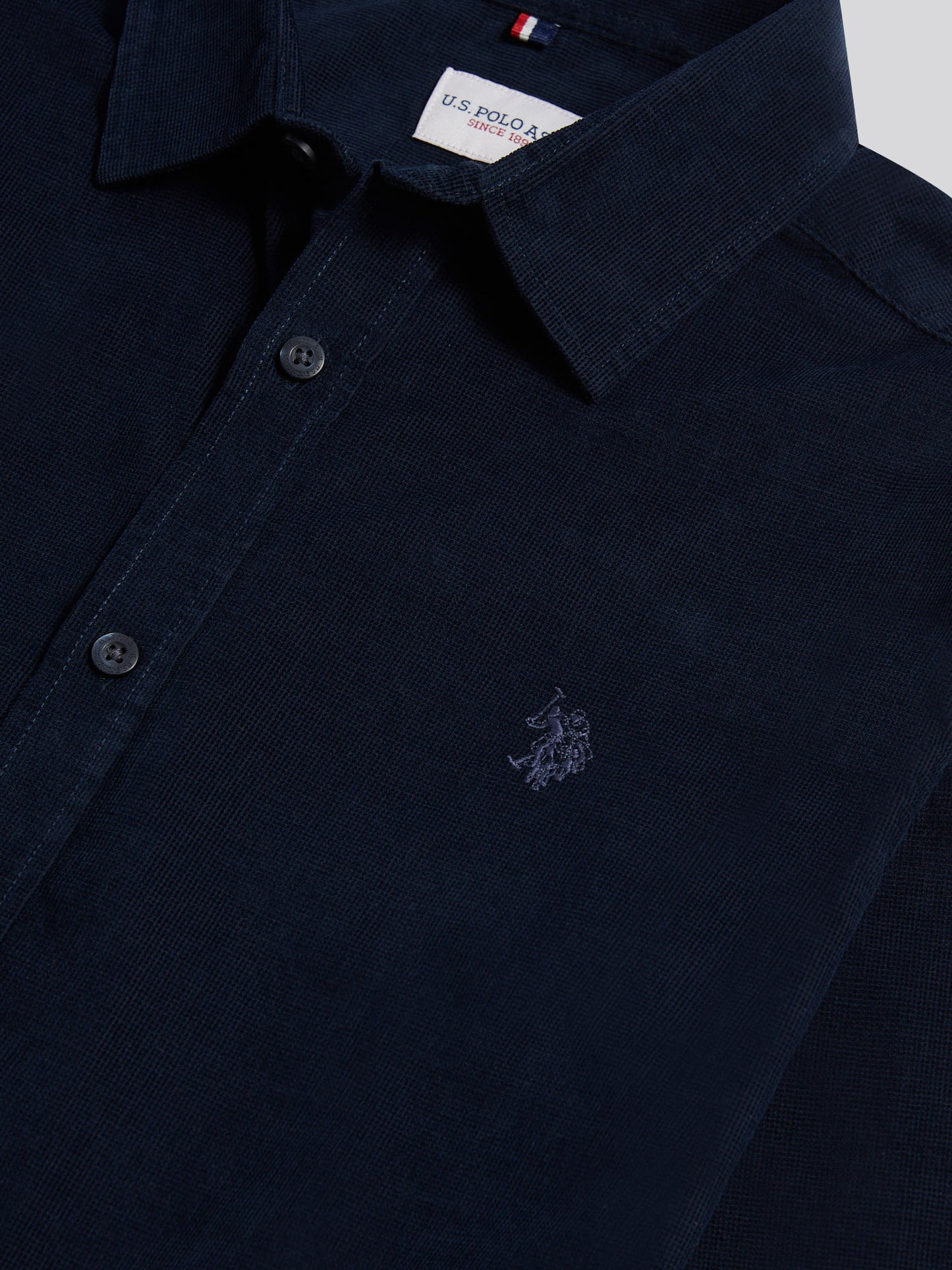 Mens Textured Corduroy Shirt in Dark Sapphire Navy / Moonlight Blue DHM