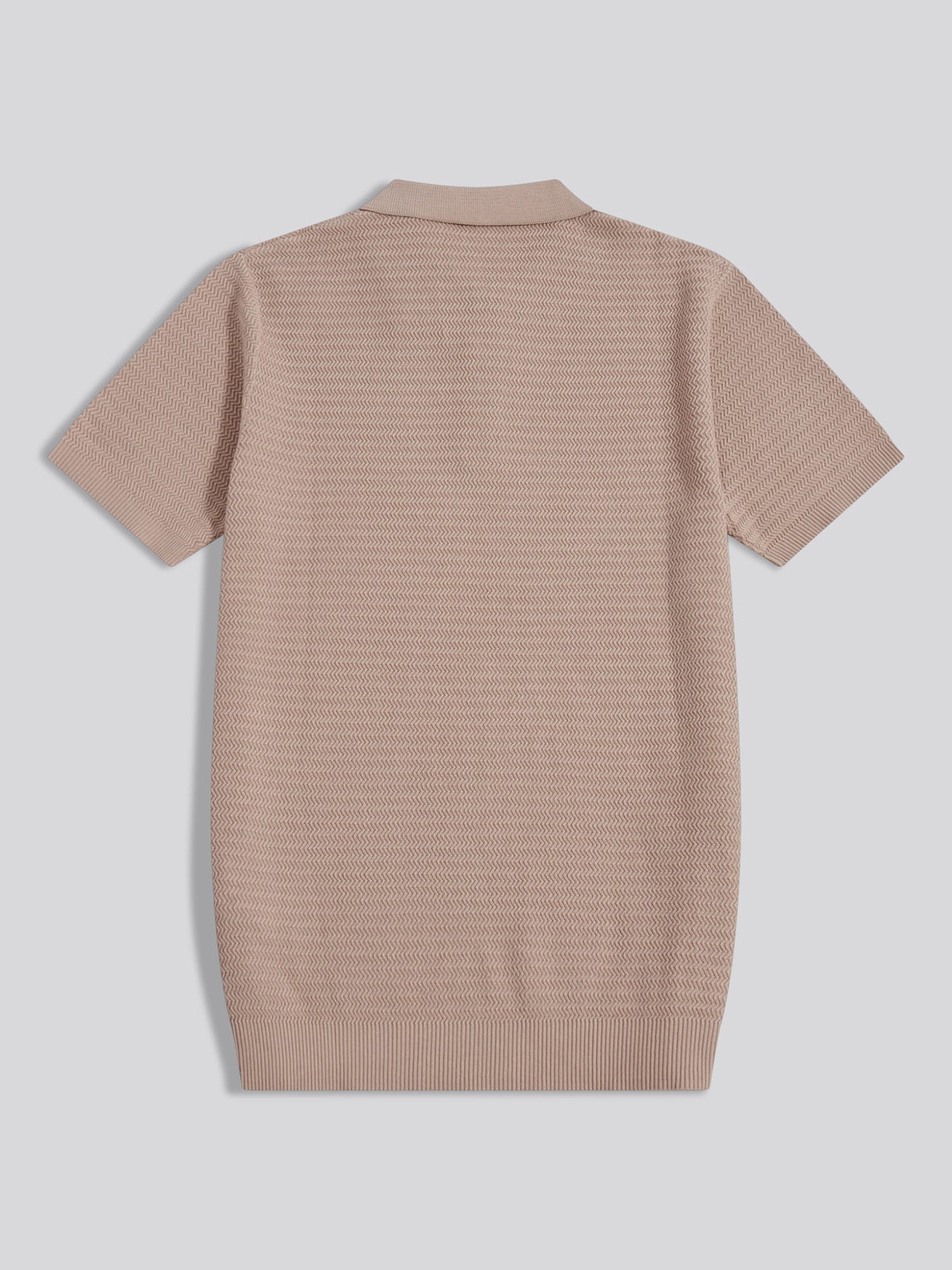 Herringbone Texture Knit SS Polo Atmosphere