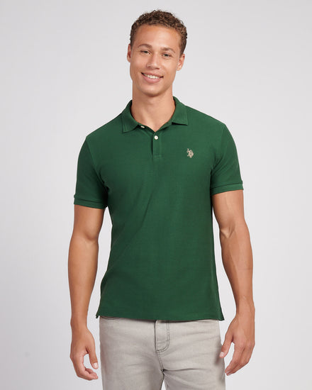 Herringbone Tekstura SS Polo Pineneedle