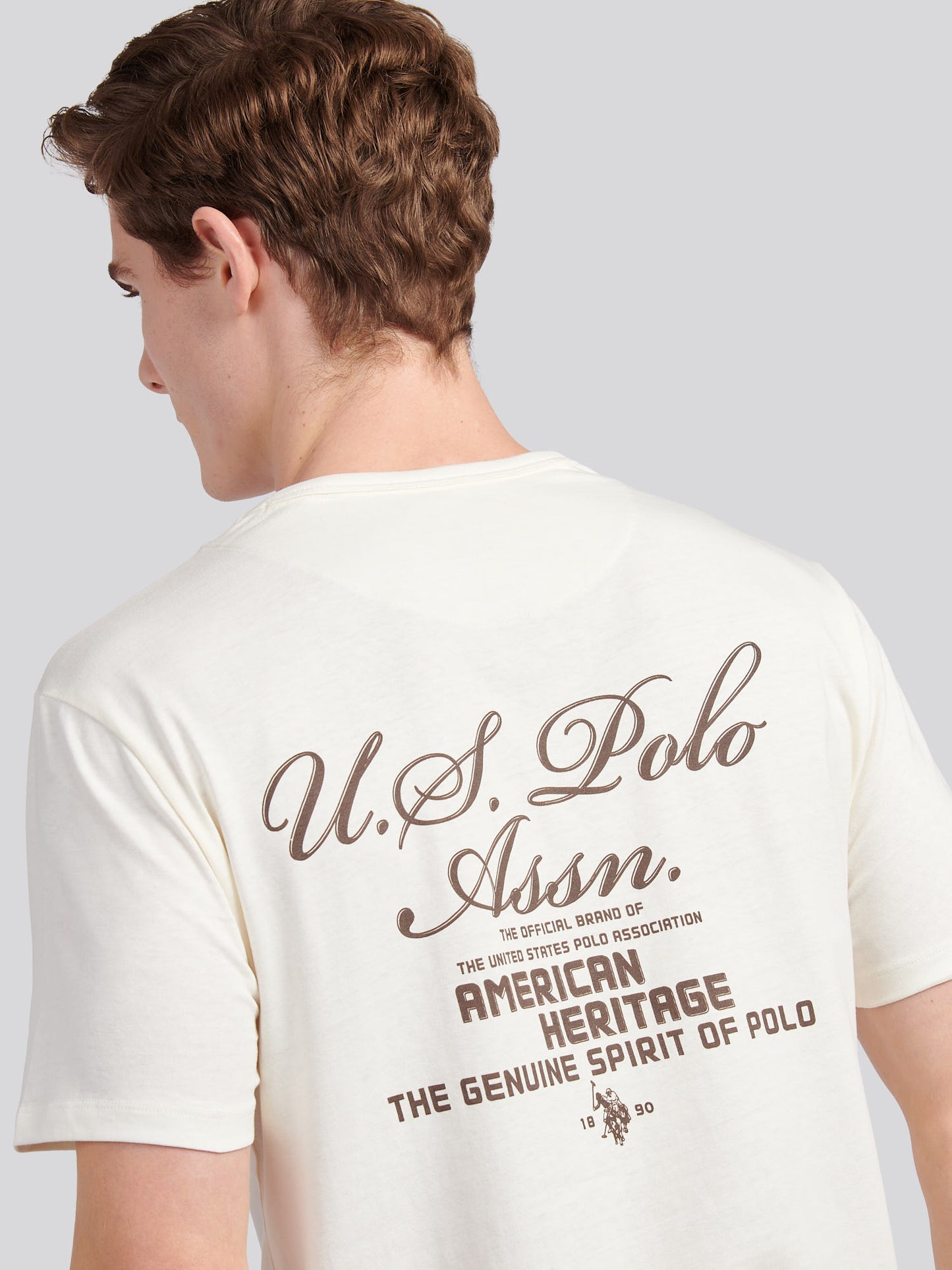 Skrypt Drukuj z tyłu graficzny koszulka Whisper White