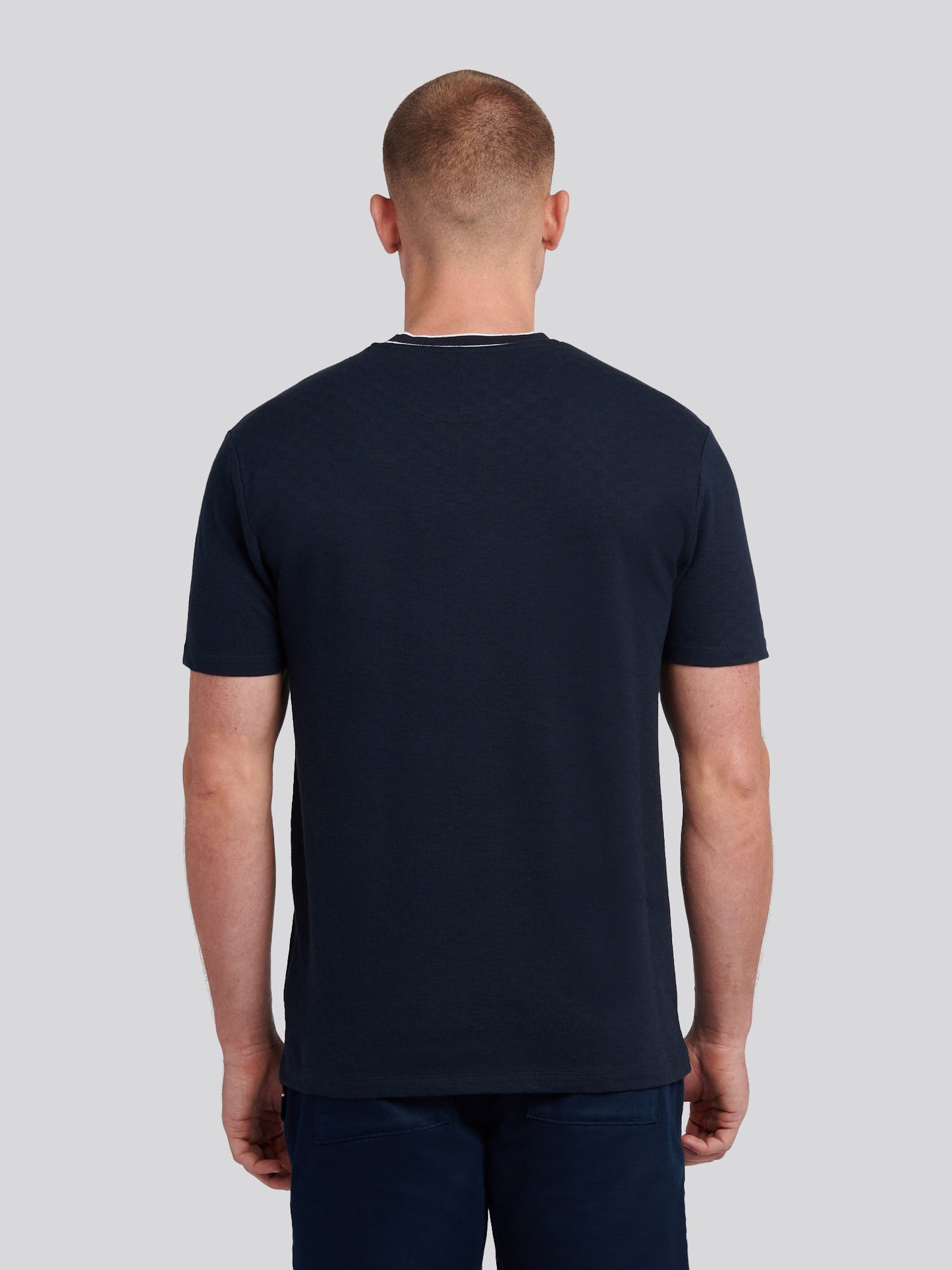 Mens Tipped Pique  T-Shirt in Dark Sapphire Navy