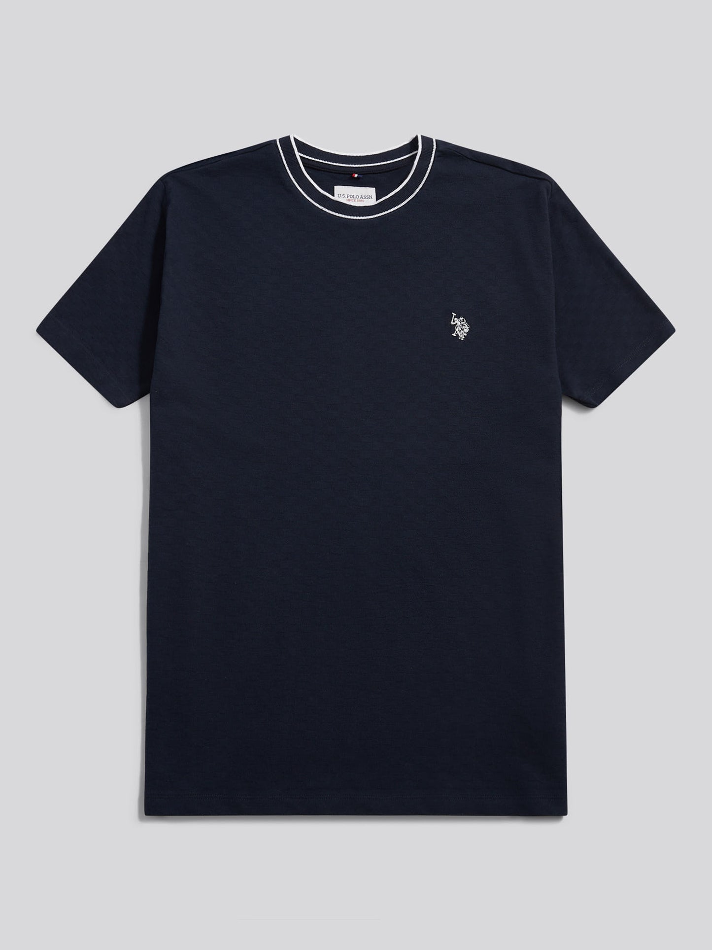 Mens Tipped Pique  T-Shirt in Dark Sapphire Navy
