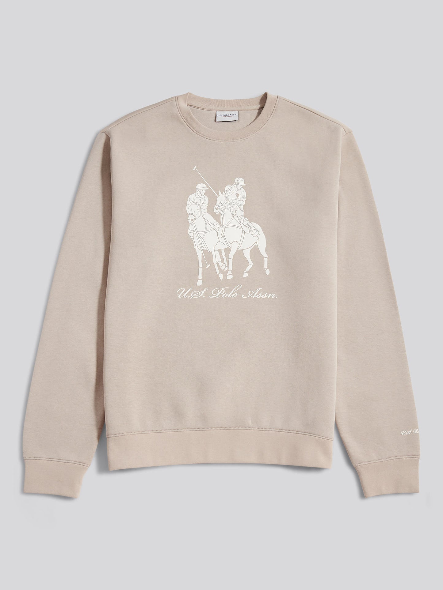 Mens Tonal Double Horsemen Print Crew in Atmosphere