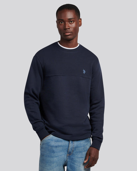 Tekstrutowany Cut and Sew Crew Dark Sapphire granatowy/księżycowy światło niebieski DHM