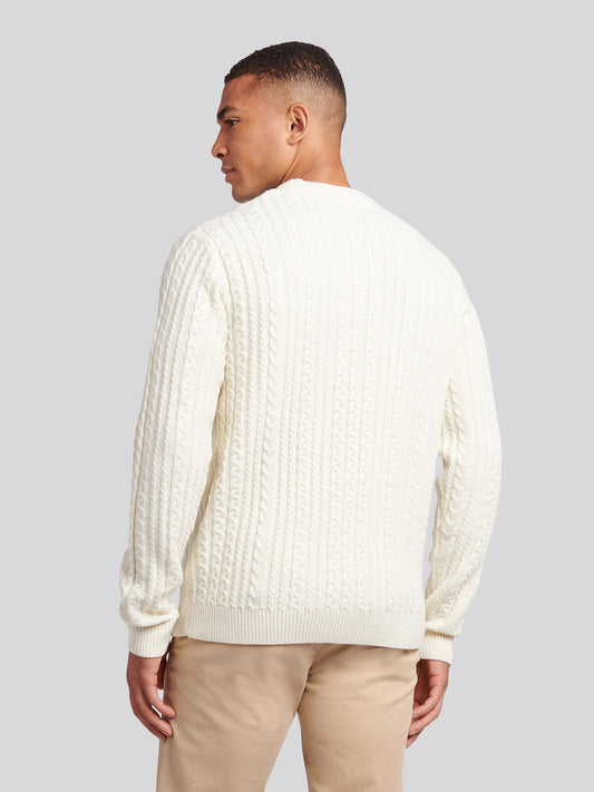 Aran Knit Crew Whisper White