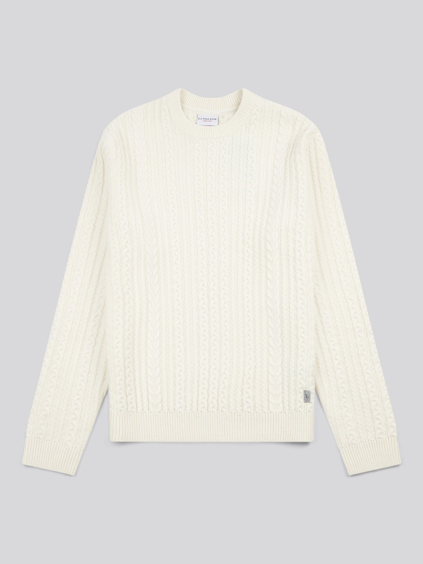 Aran Knit Crew Whisper White