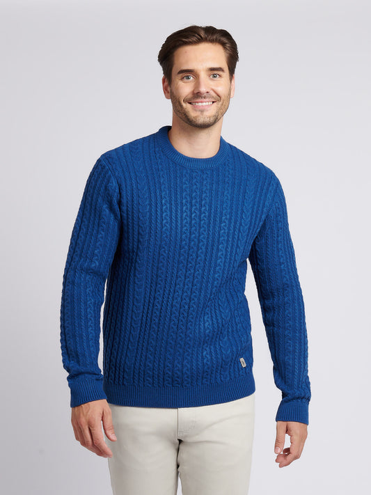 Aran Knit Crew Navy Peony