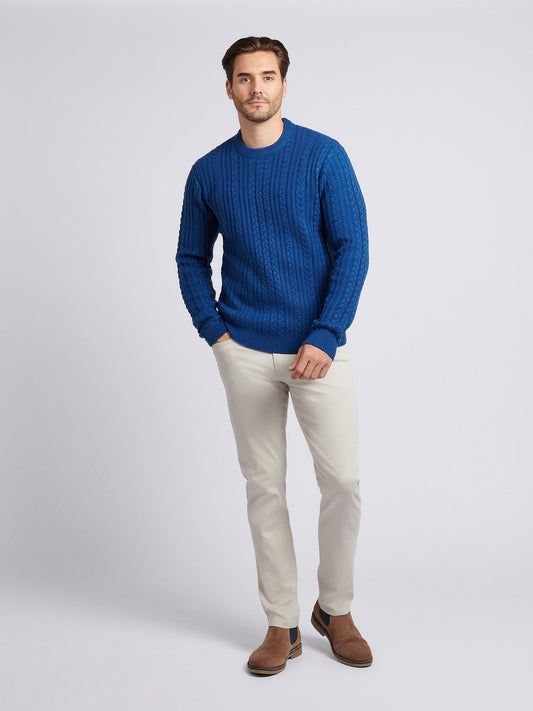 Aran Knit Crew Navy Peony