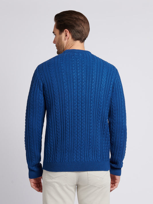 Aran Knit Crew Navy Peony