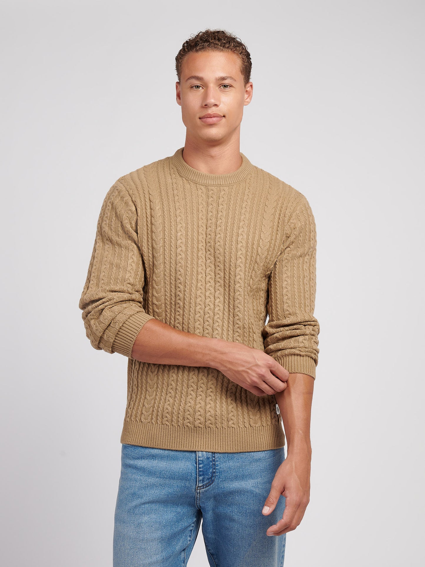Aran Knit Crew Greige