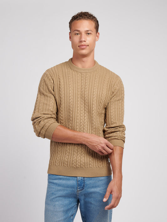 Aran Knit Crew Greige