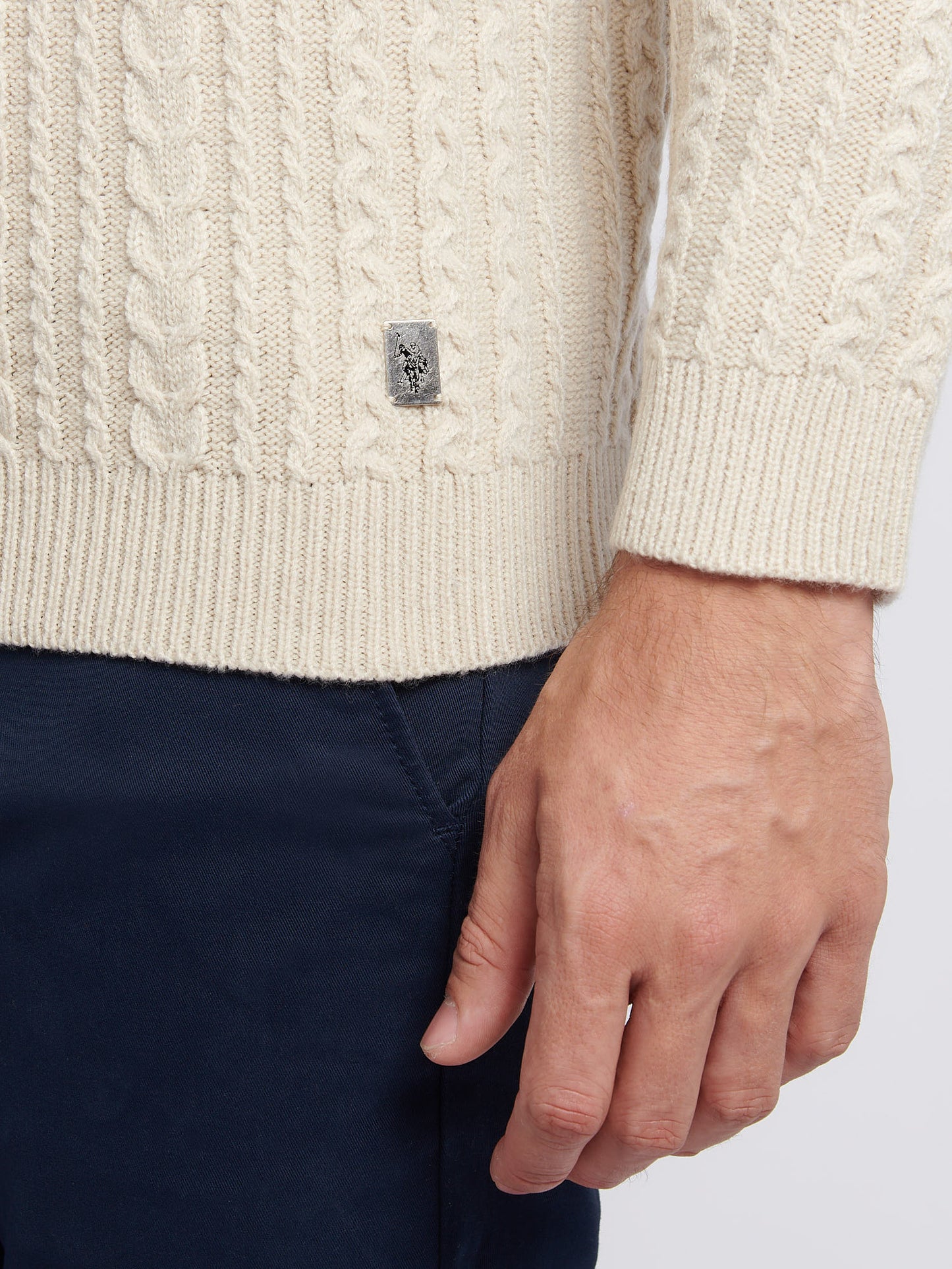 Aran Knit Crew Birch Marl