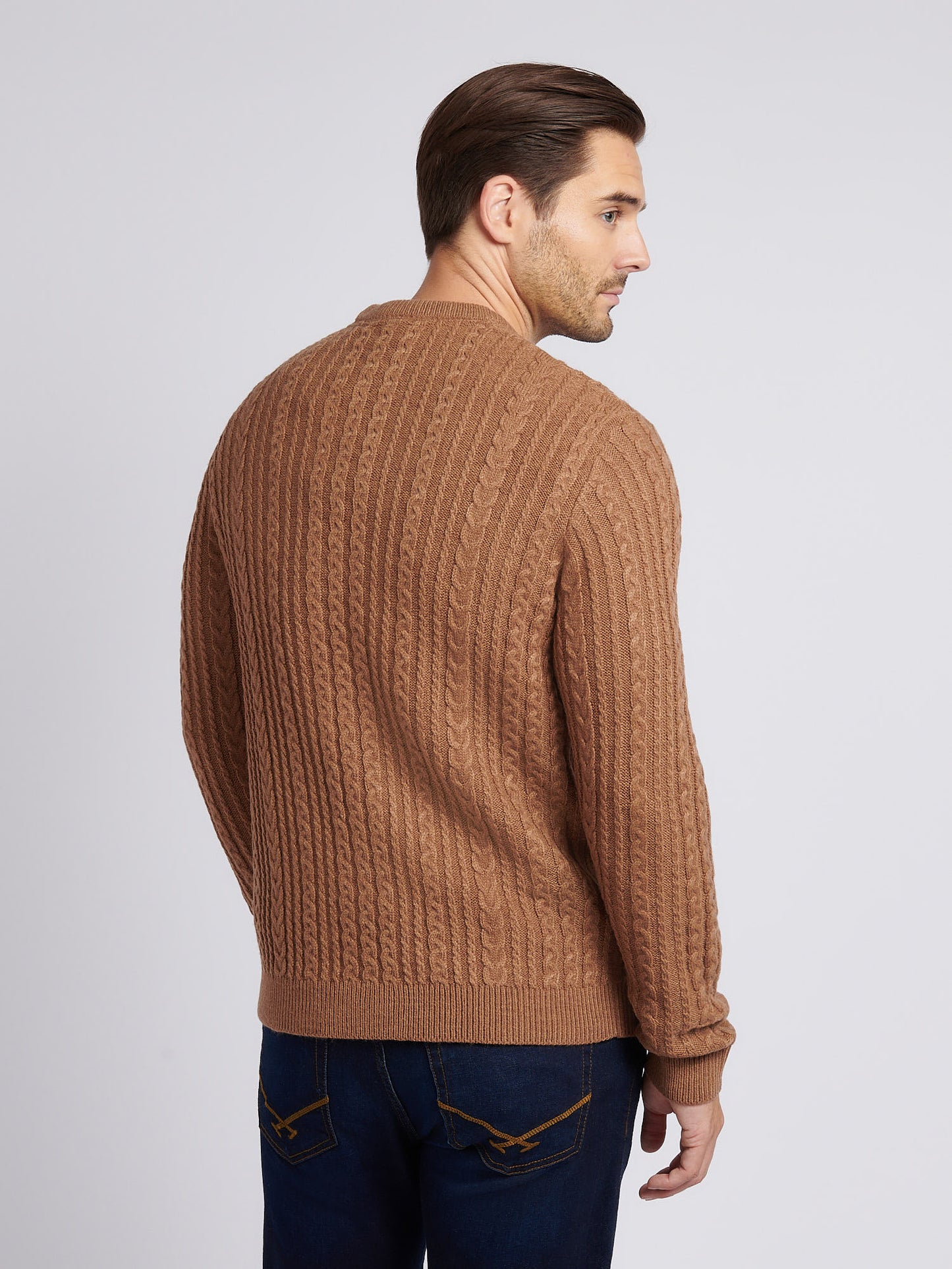 Aran Knit Crew Rawhide Marl