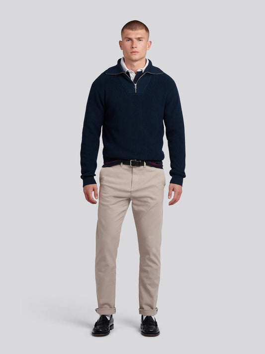 Połowa kardigan ścieg z szaurem ciemny szafir marynarki wojennej