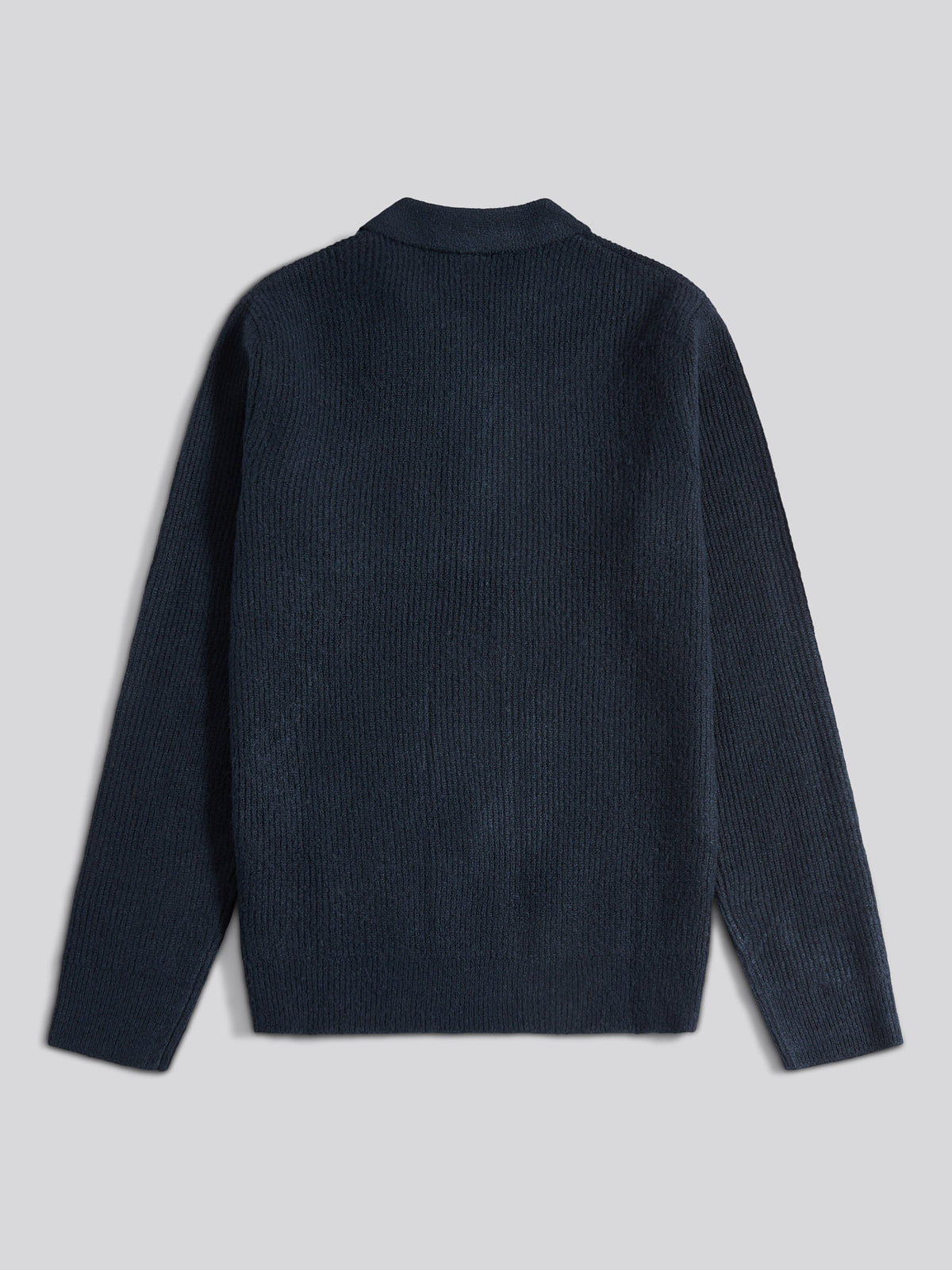 Mens Brushed Knit Long Sleeve Polo Shirt Dark Sapphire Navy