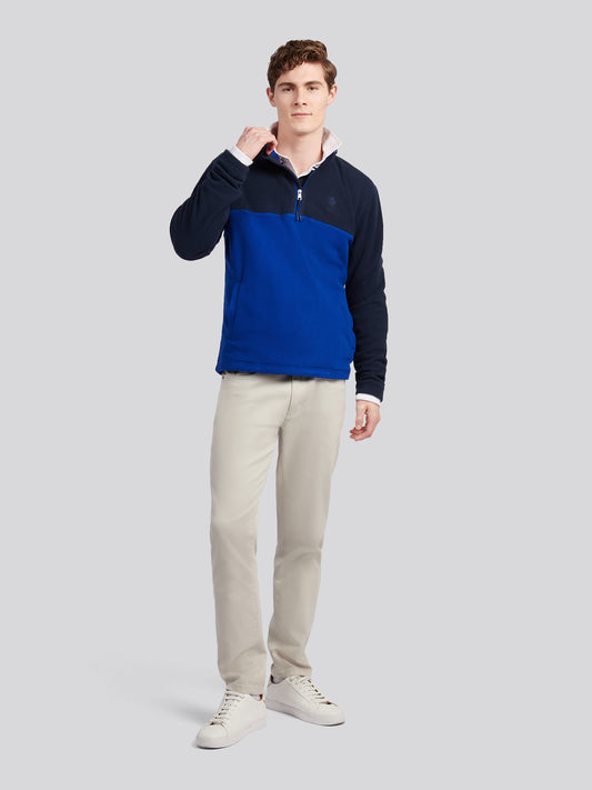 Kolorowy blok mikro polarowy lejek ciemny szafir