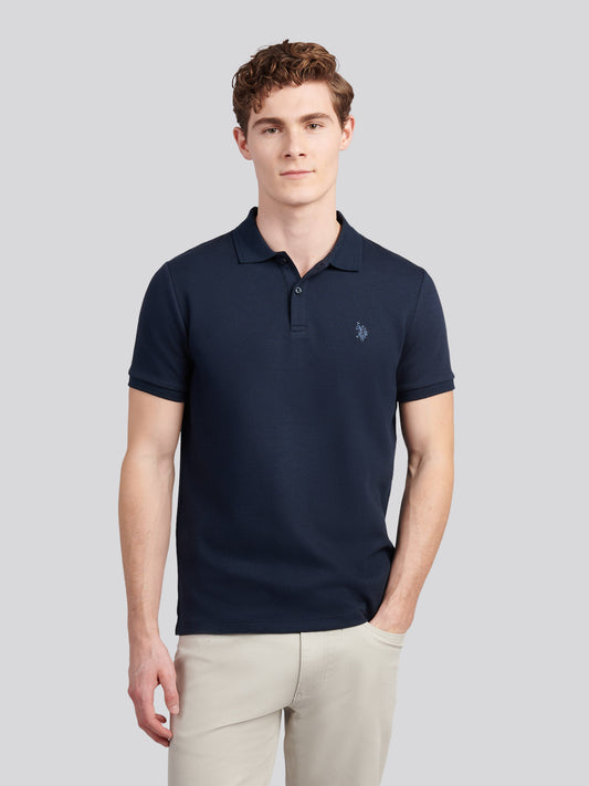 Twill Tekstura Polo Dark Sapphire granatowy/księżycowy światło niebieski