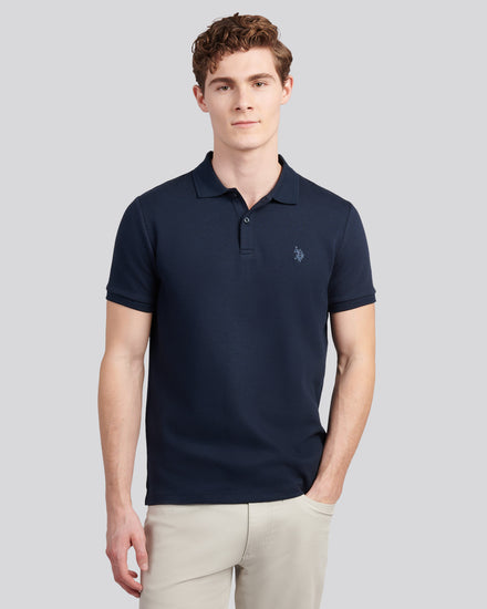 Twill Tekstura Polo Dark Sapphire granatowy/księżycowy światło niebieski