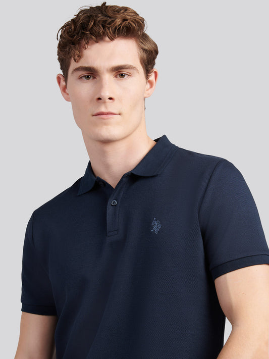 Twill Tekstura Polo Dark Sapphire granatowy/księżycowy światło niebieski