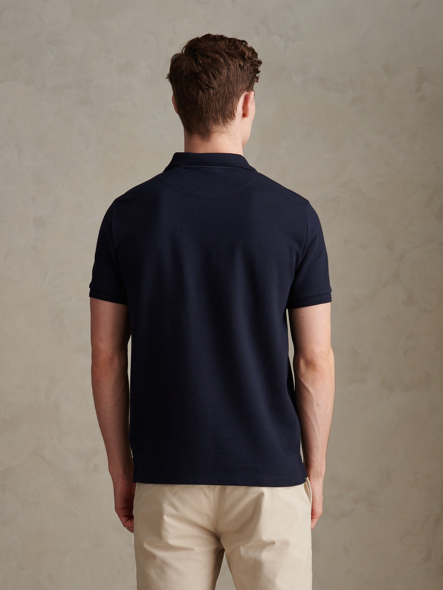 Mens Twill Texture Polo Shirt in Dark Sapphire Navy