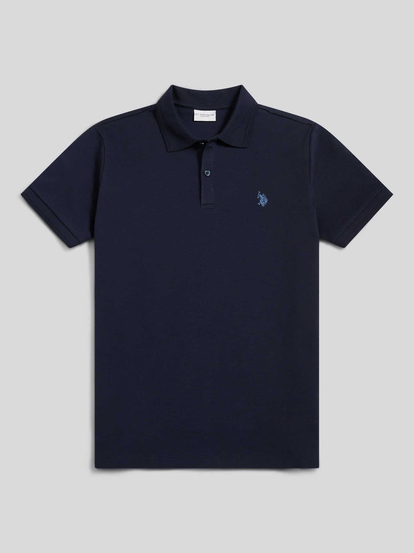 Mens Twill Texture Polo Shirt in Dark Sapphire Navy