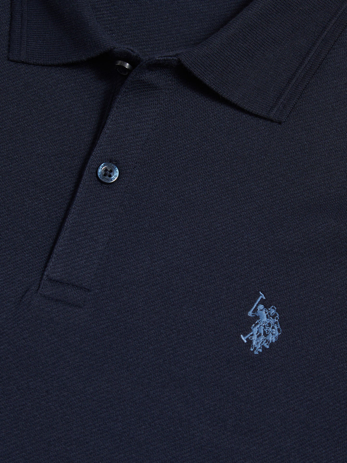 Mens Twill Texture Polo Shirt in Dark Sapphire Navy