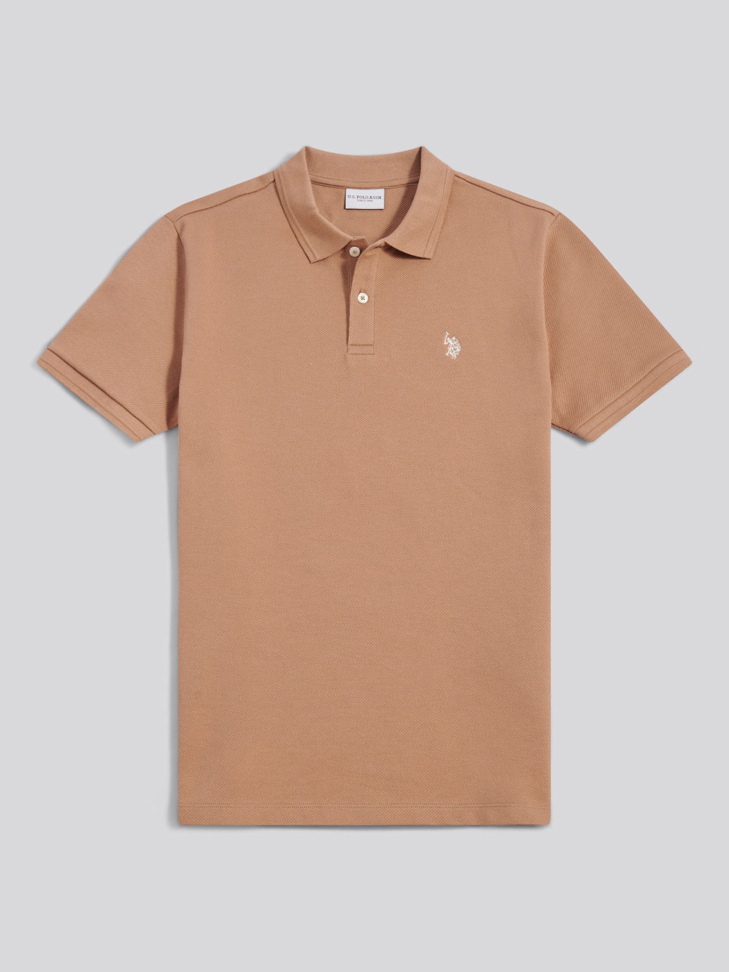 Mens Twill Texture Polo Shirt in Burro