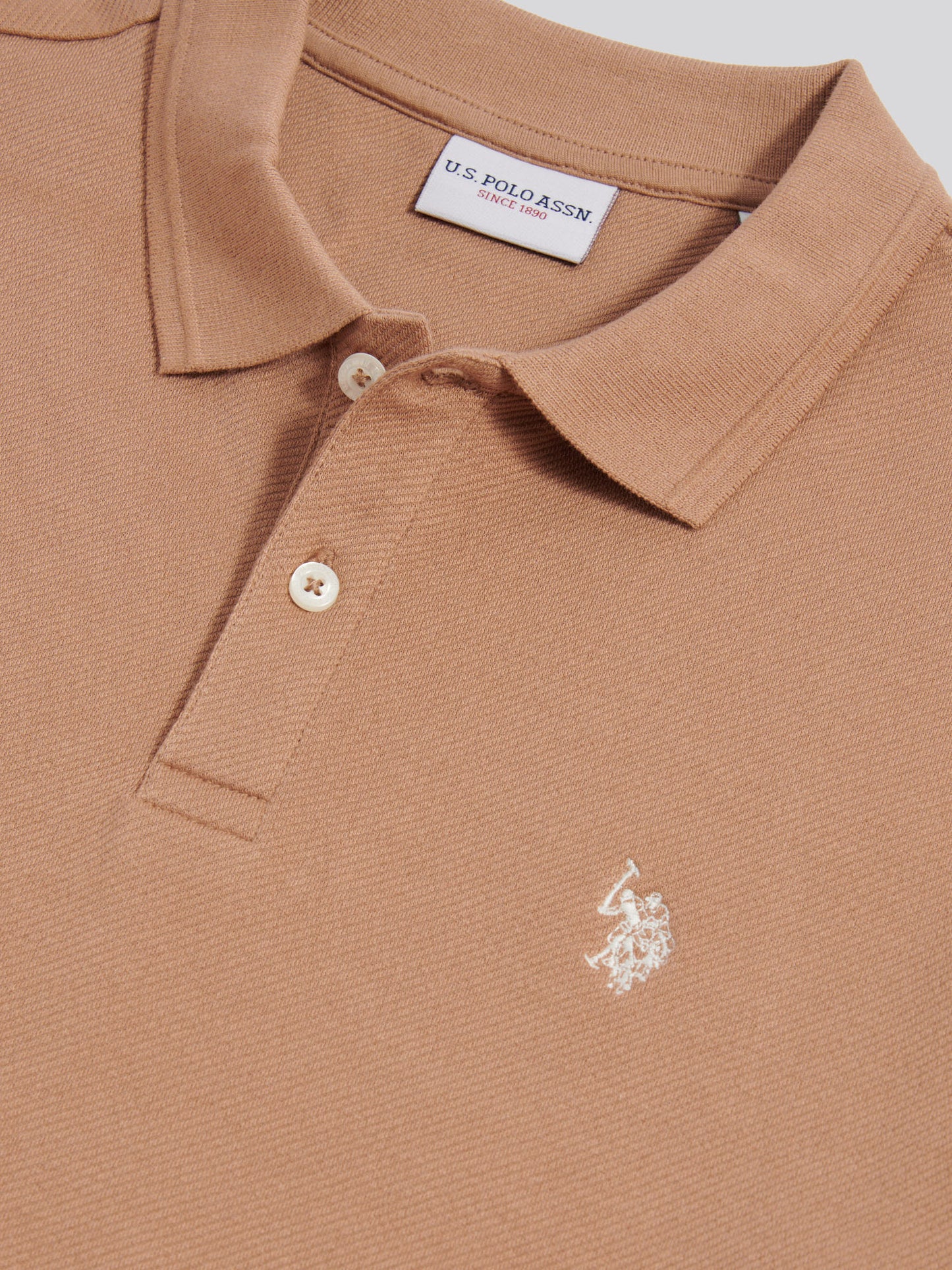 Mens Twill Texture Polo Shirt in Burro