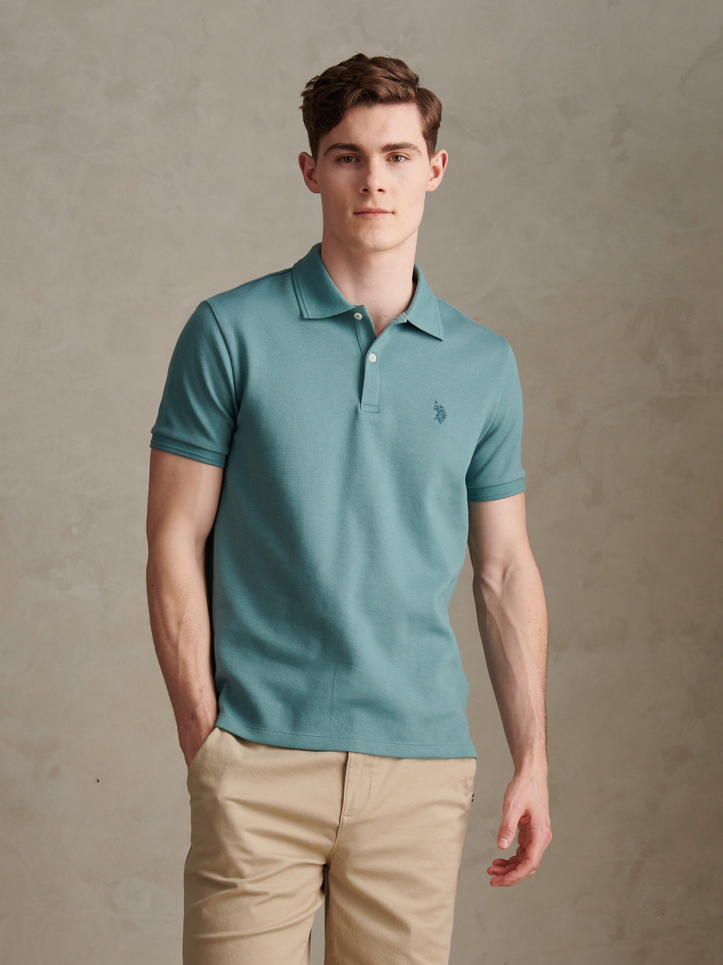 Mens Twill Texture Polo Shirt in Arctic