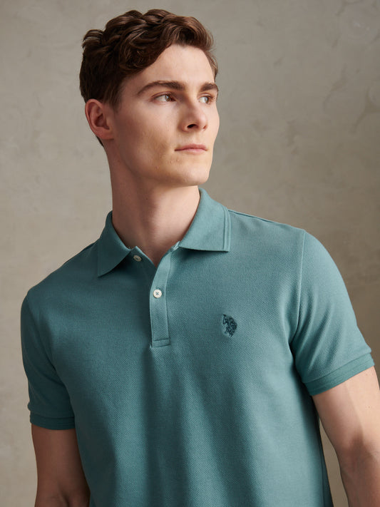 Mens Twill Texture Polo Shirt in Arctic