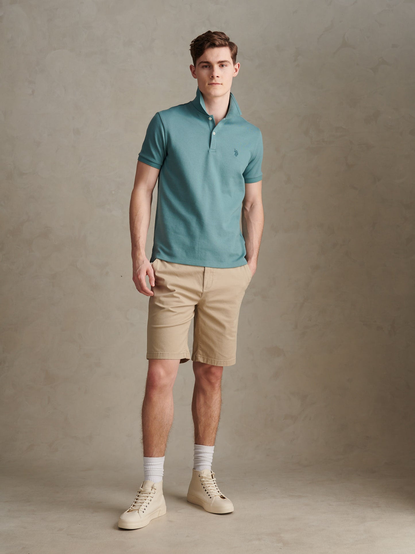 Mens Twill Texture Polo Shirt in Arctic