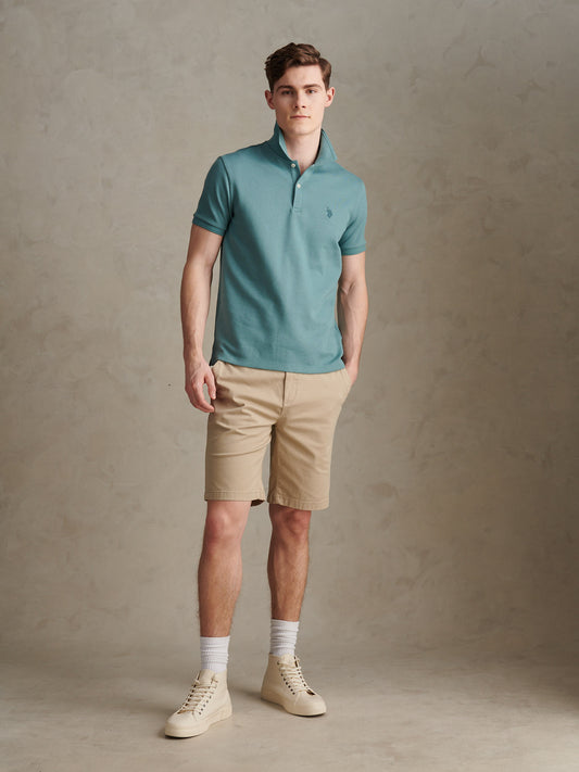 Mens Twill Texture Polo Shirt in Arctic
