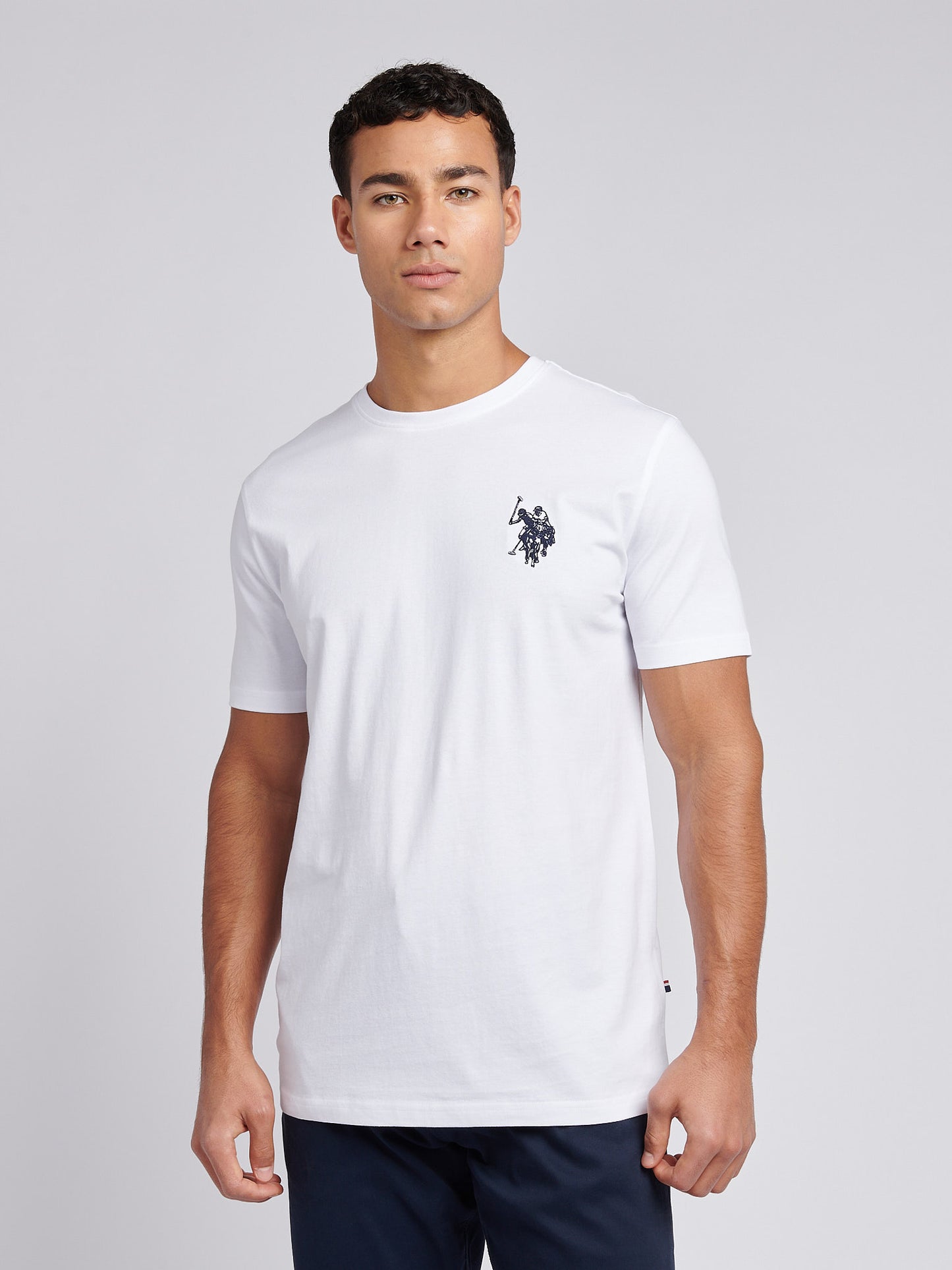 Mens Large Double Horsemen T-Shirt in White / Dark Sapphire Navy DHM