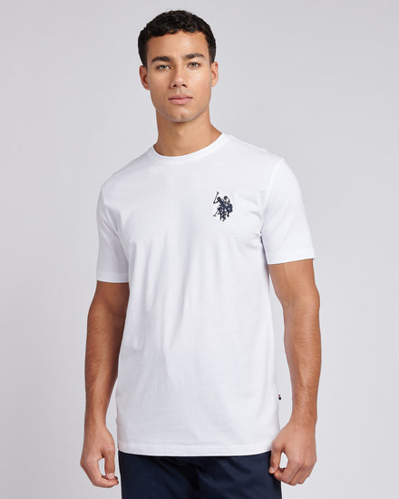 Mens Large Double Horsemen T-Shirt in White / Dark Sapphire Navy DHM