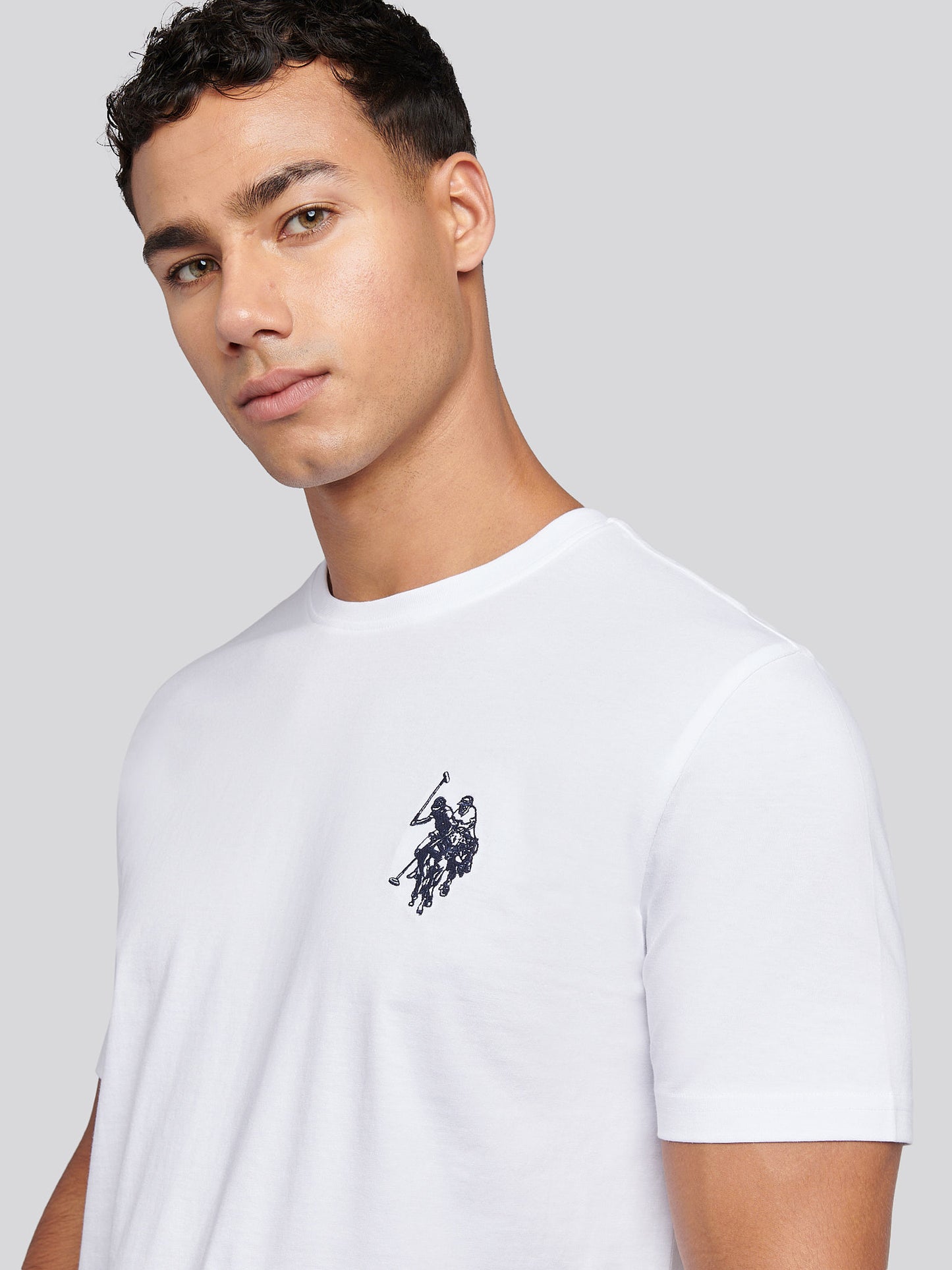 Mens Large Double Horsemen T-Shirt in White / Dark Sapphire Navy DHM