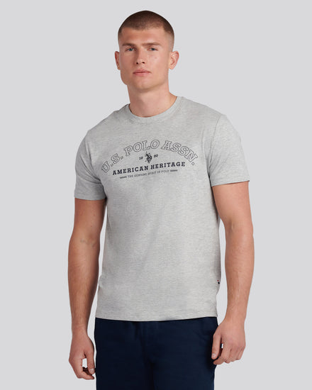 Heritage Graphic Print T-shirt Midse Grey Marl