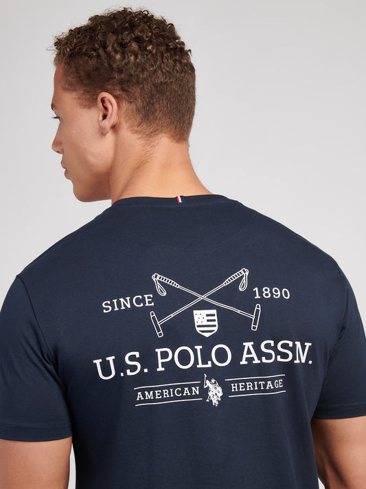 Mens USPA Back Graphic T-Shirt in Dark Sapphire Navy