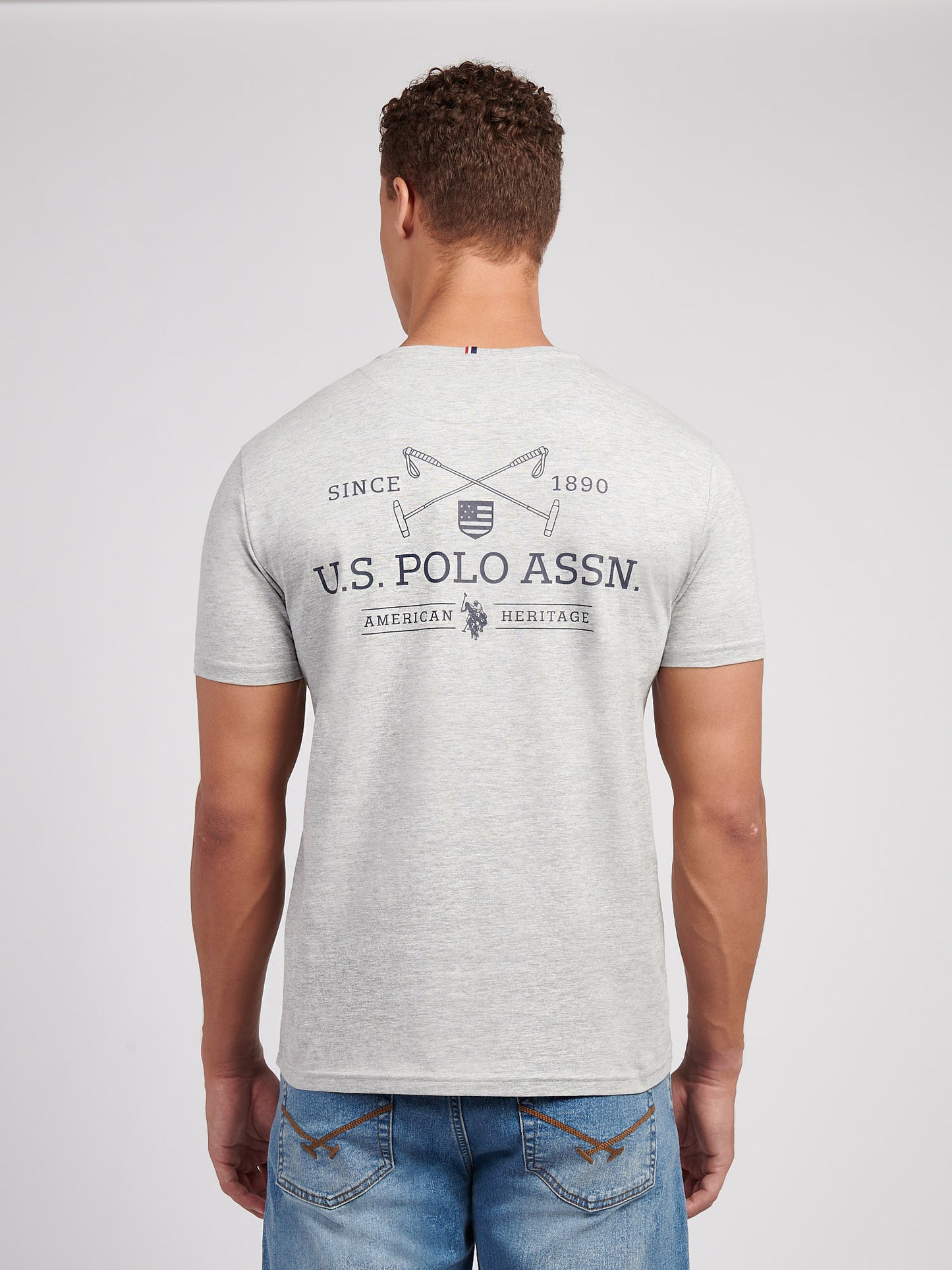 Z tyłu t-shirt z tyłu USPA Middre Grey Marg