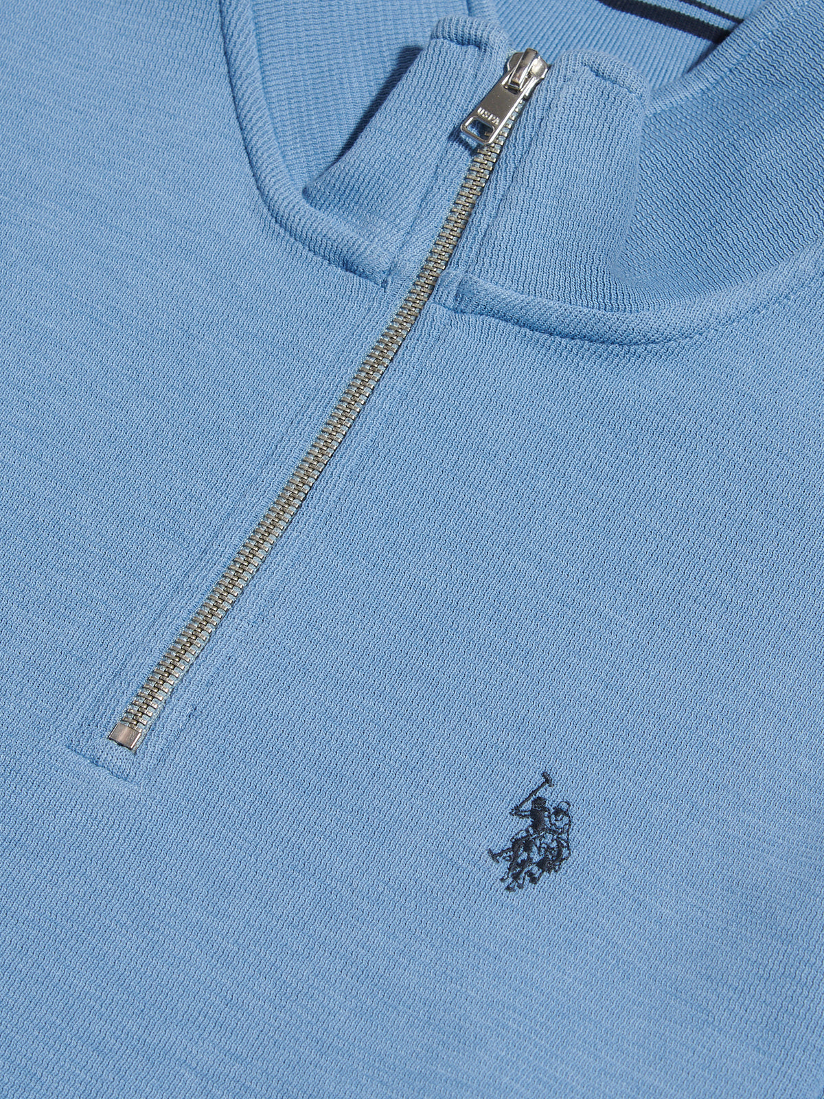 Mens French Rib 1/4 Funnel Ashleigh Blue